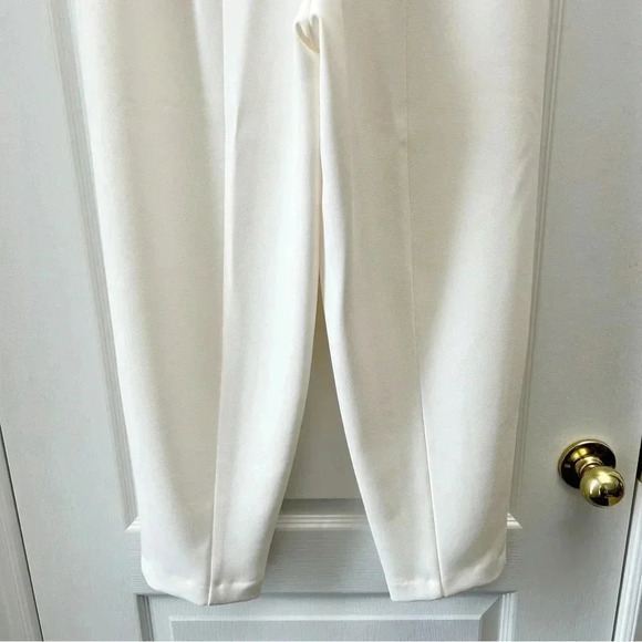 Topshop Trousers Jodi Tapered Leg High Waisted Belted Pants Ivory Size 4 NWT - Picture 11 of 16
